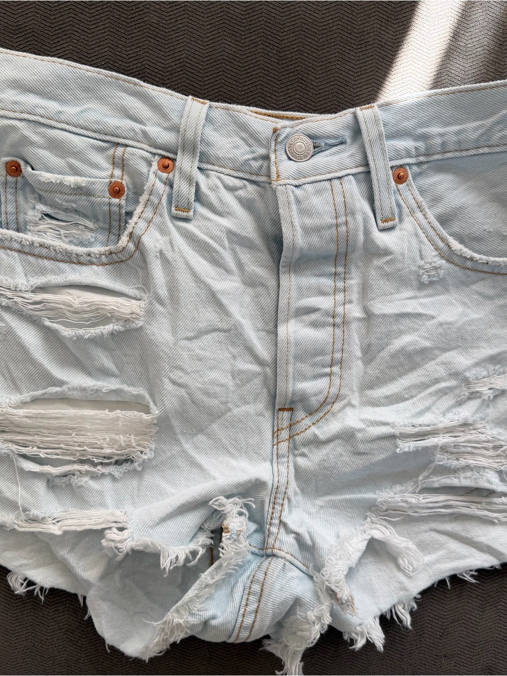 Levi's Light Blue Distressed Jean Shorts